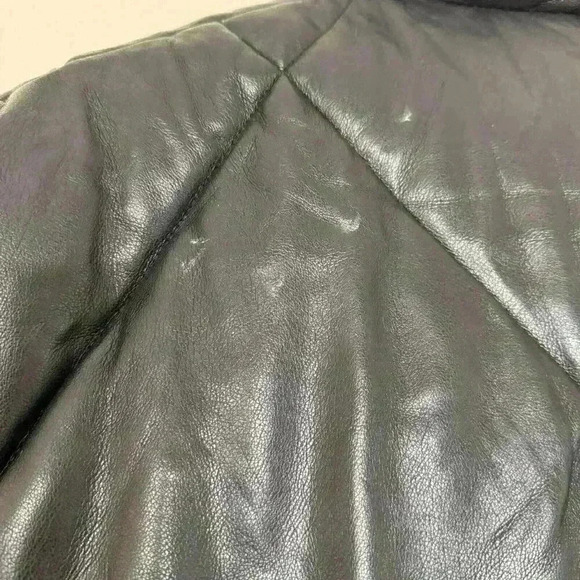 Abercrombie & Fitch Puffer Vest Womens Small Black Vegan Leather Oversized - Picture 10 of 10